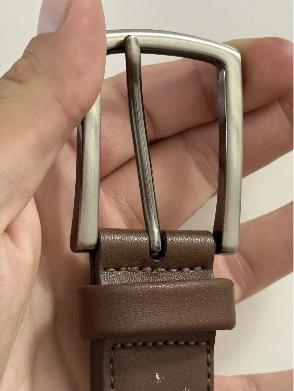 Perry Ellis Portfolio Men’s Brown Dress Belt 34/35 Silver Buckle